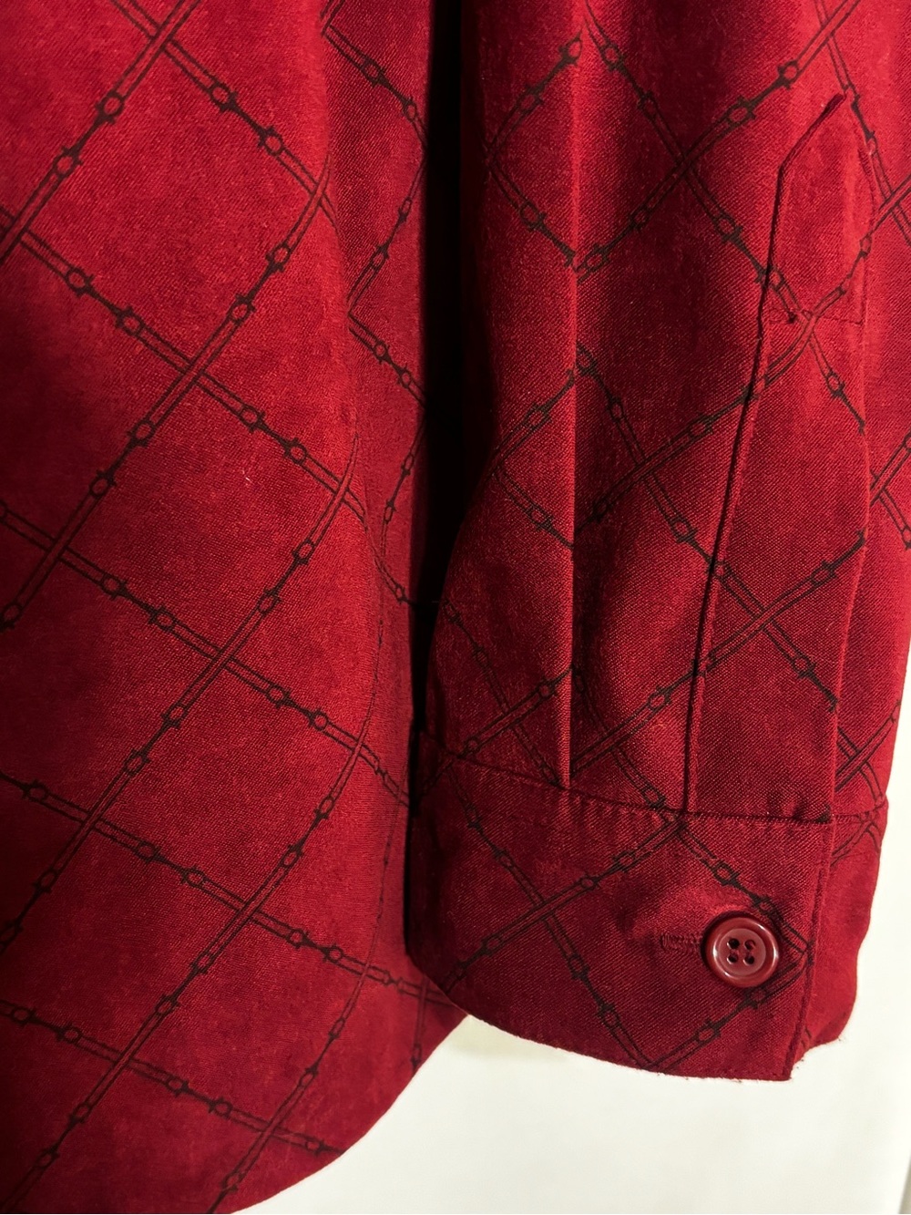 Talbots Deep Red Diamond-Pattern Button-Down Shirt - Picture 4 of 6